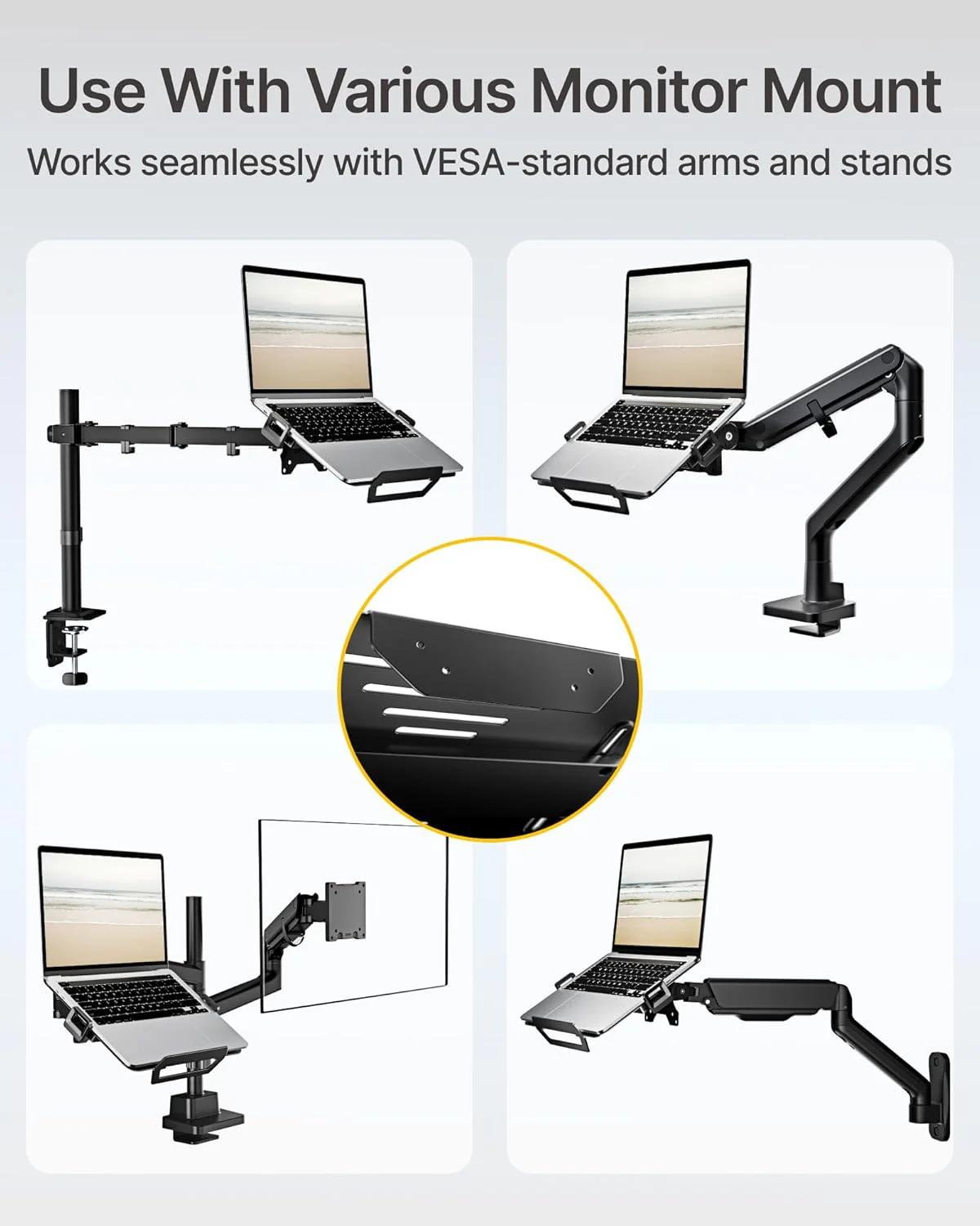 Adjustable Laptop Tray for Monitor Arm & Stand | MA1000BK-LT - Image 4