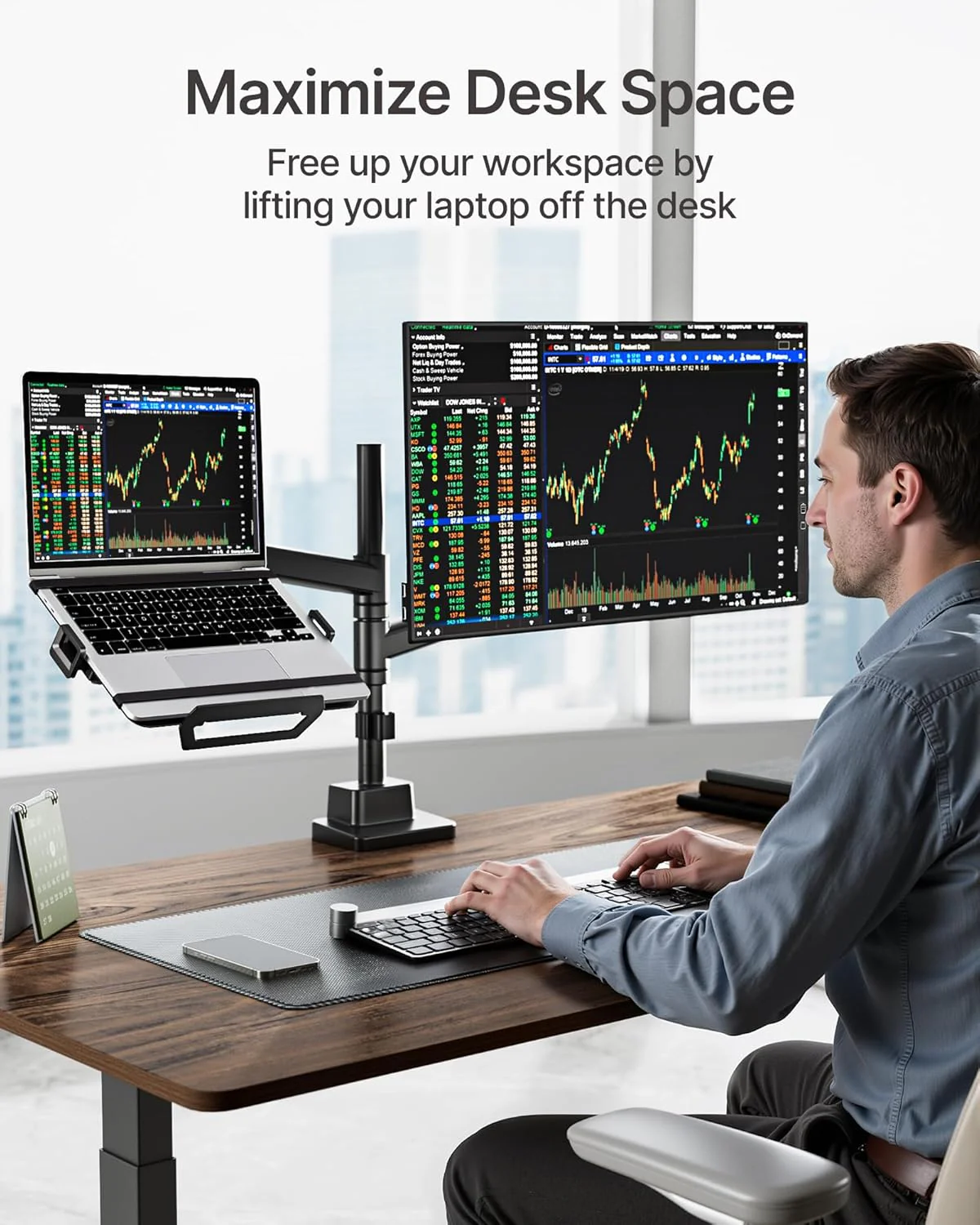 Adjustable Laptop Tray for Monitor Arm & Stand | MA1000BK-LT - Image 8
