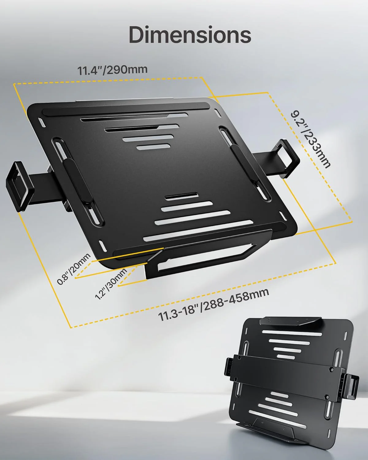 Adjustable Laptop Tray for Monitor Arm & Stand | MA1000BK-LT - Image 9