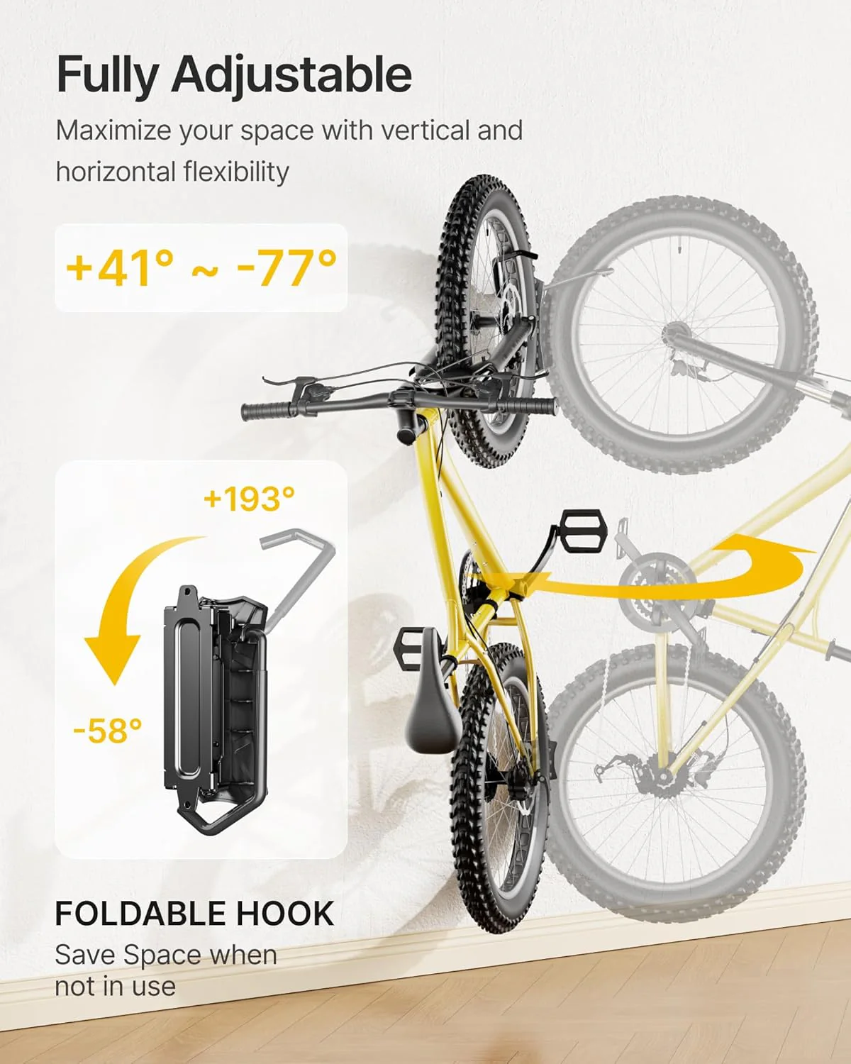Swivel Bike Wall Mount For Max 4.5" Width Tire | VA1012BK-2 - Image 3