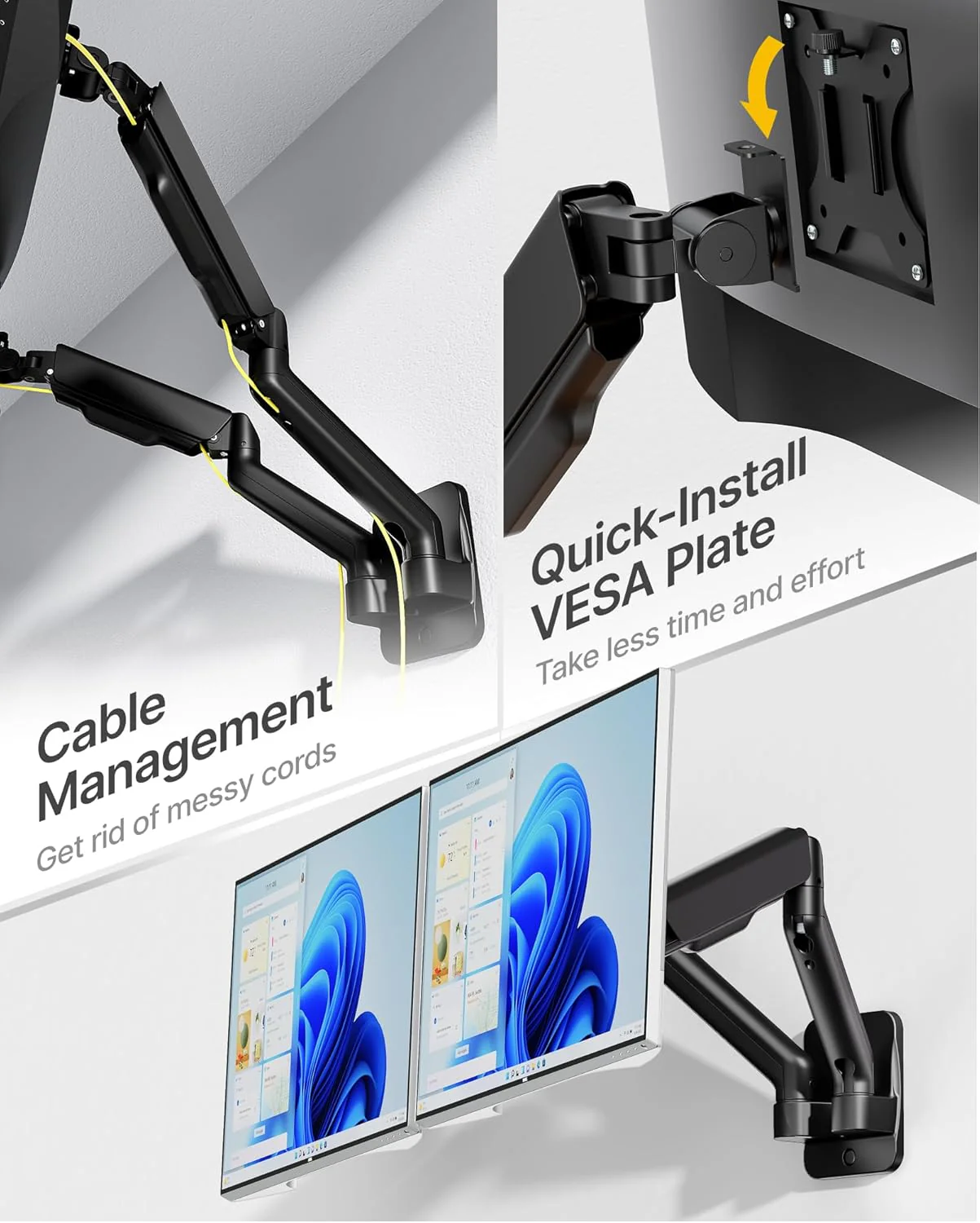 Dual Monitor Wall Mount for 17"-32" Screens | MA1002WBK-D - Image 4