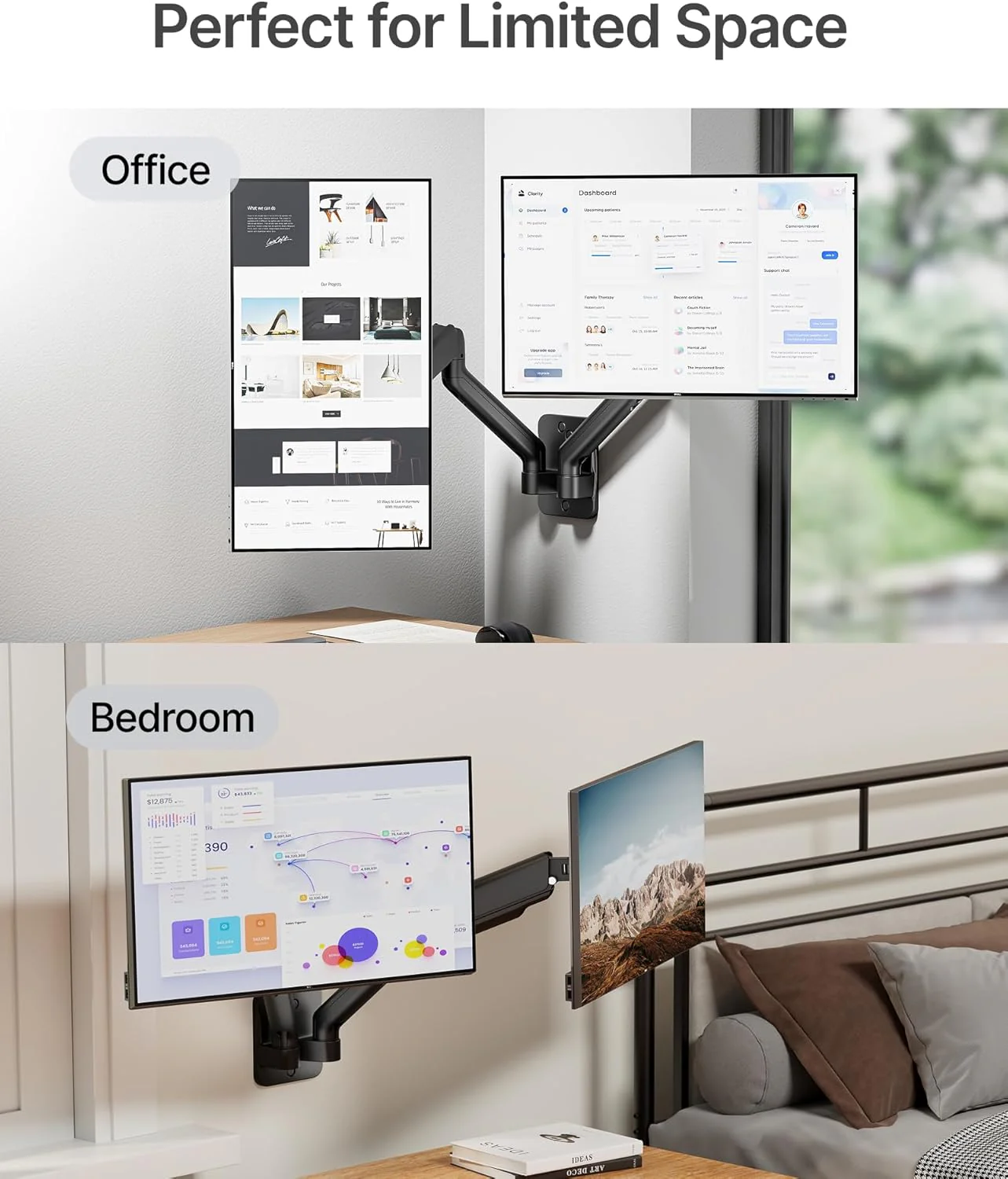 Dual Monitor Wall Mount for 17"-32" Screens | MA1002WBK-D - Image 7