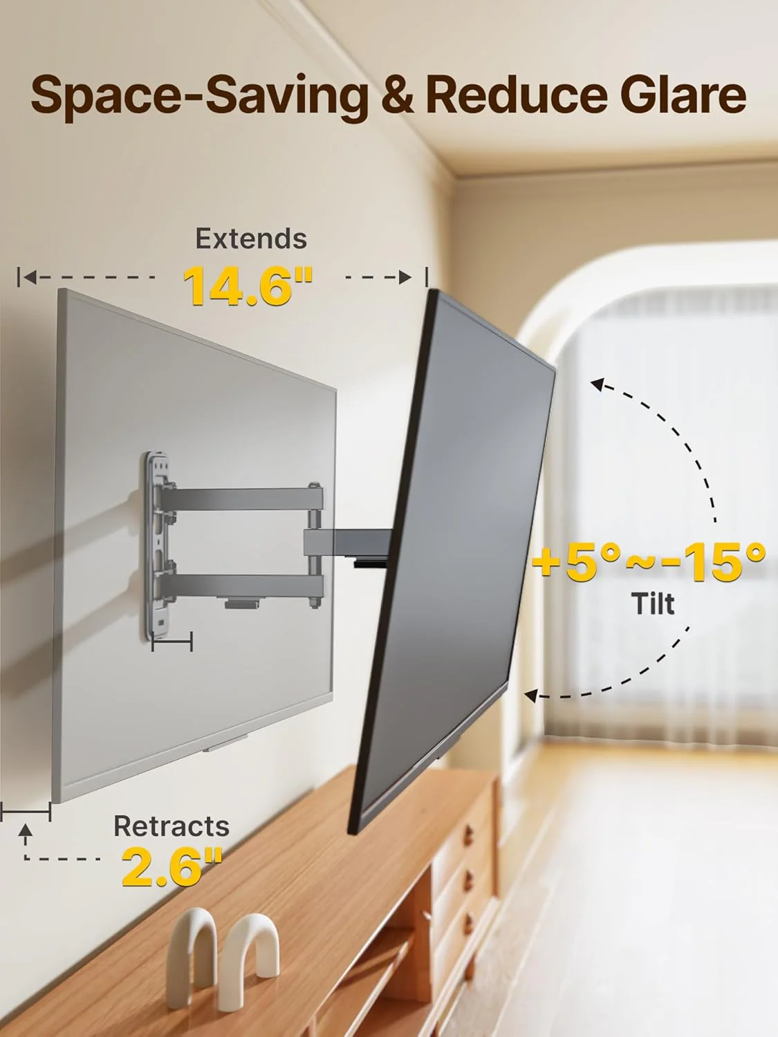 Full Motion TV Wall Mount for 13“-43” TVs |  HW1239BK - Image 6