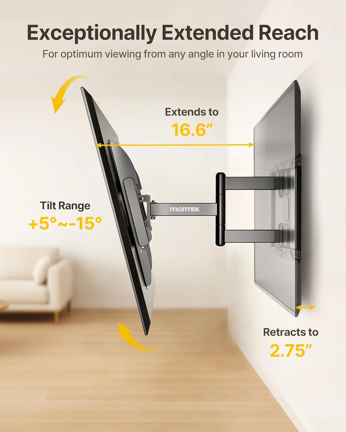 Full Motion TV Wall Mount for 37"-84" TVs | HW1272BK - Image 6