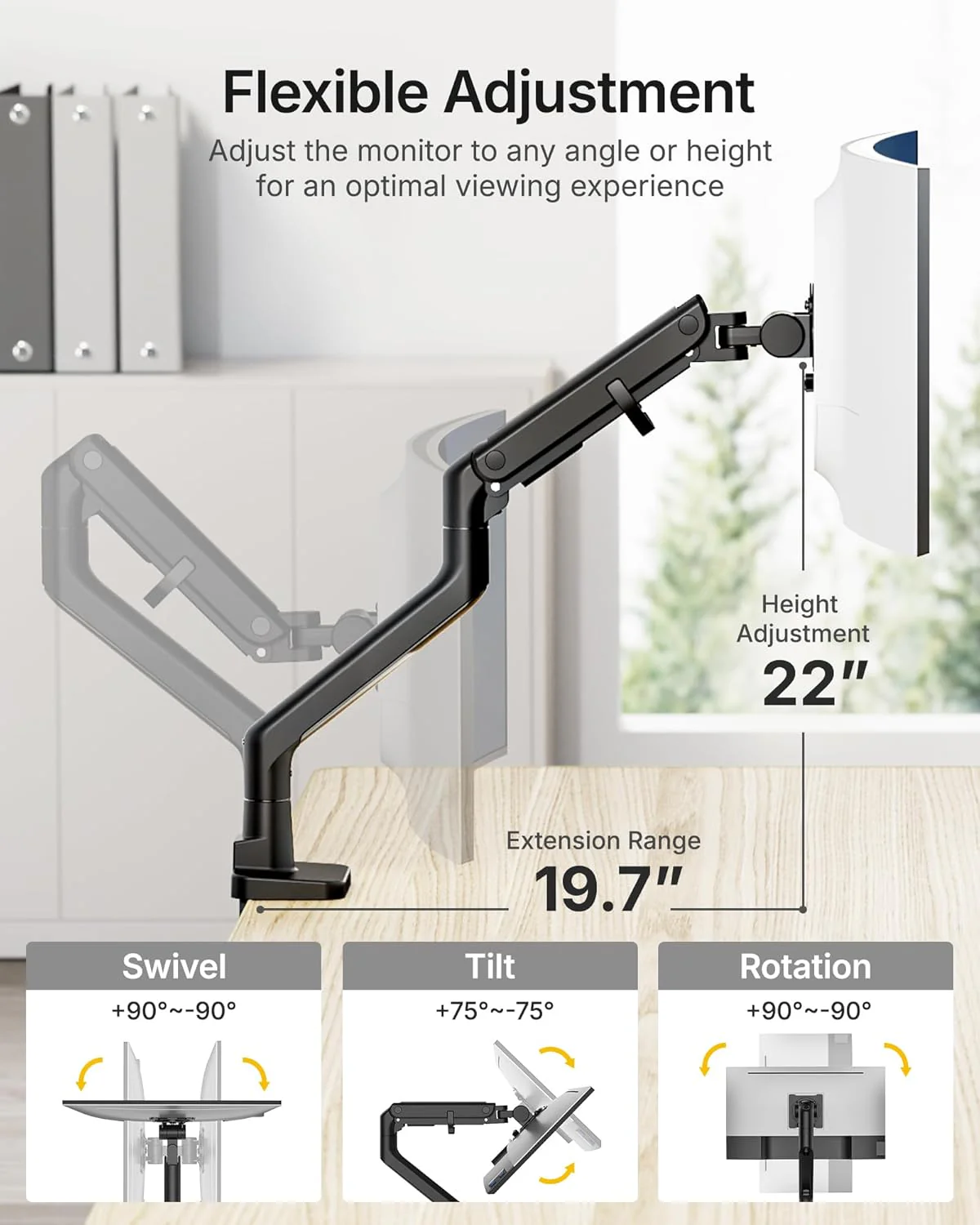 Heavy-Duty Monitor Arm for 17-57" Screens | MA1001BK - Image 4