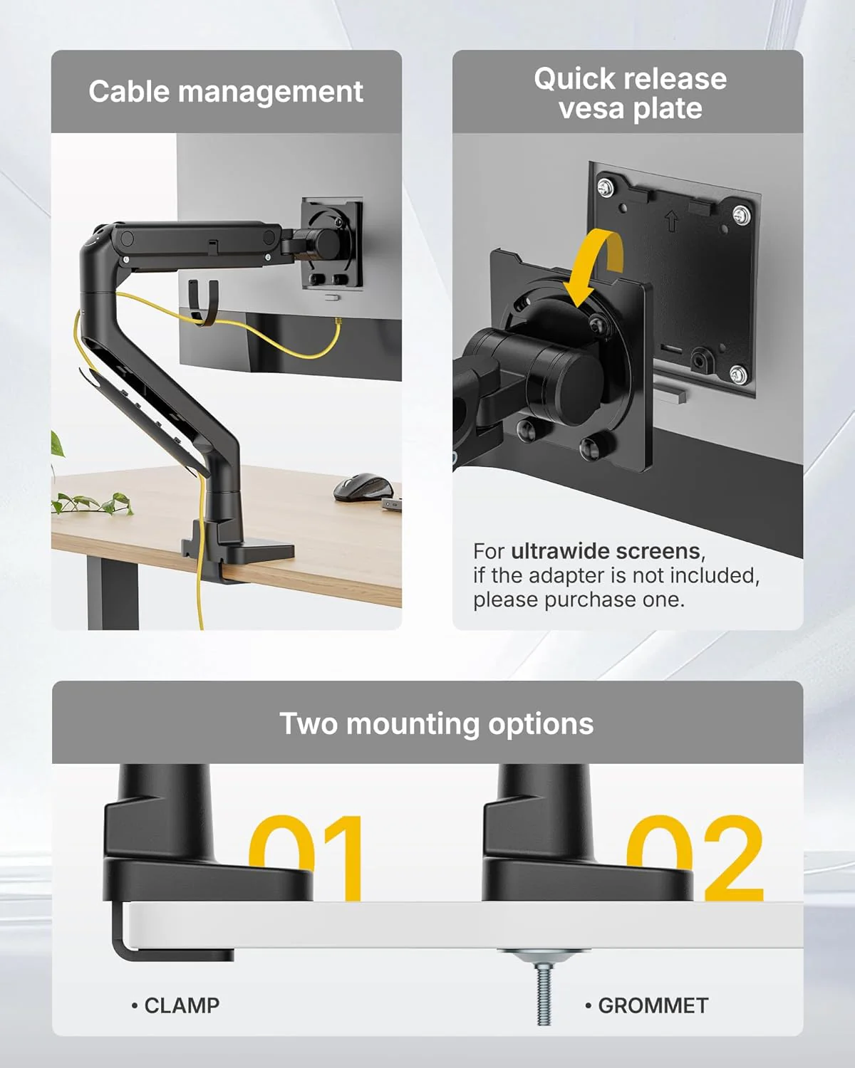Heavy-Duty Monitor Arm for 17-57" Screens | MA1001BK - Image 6
