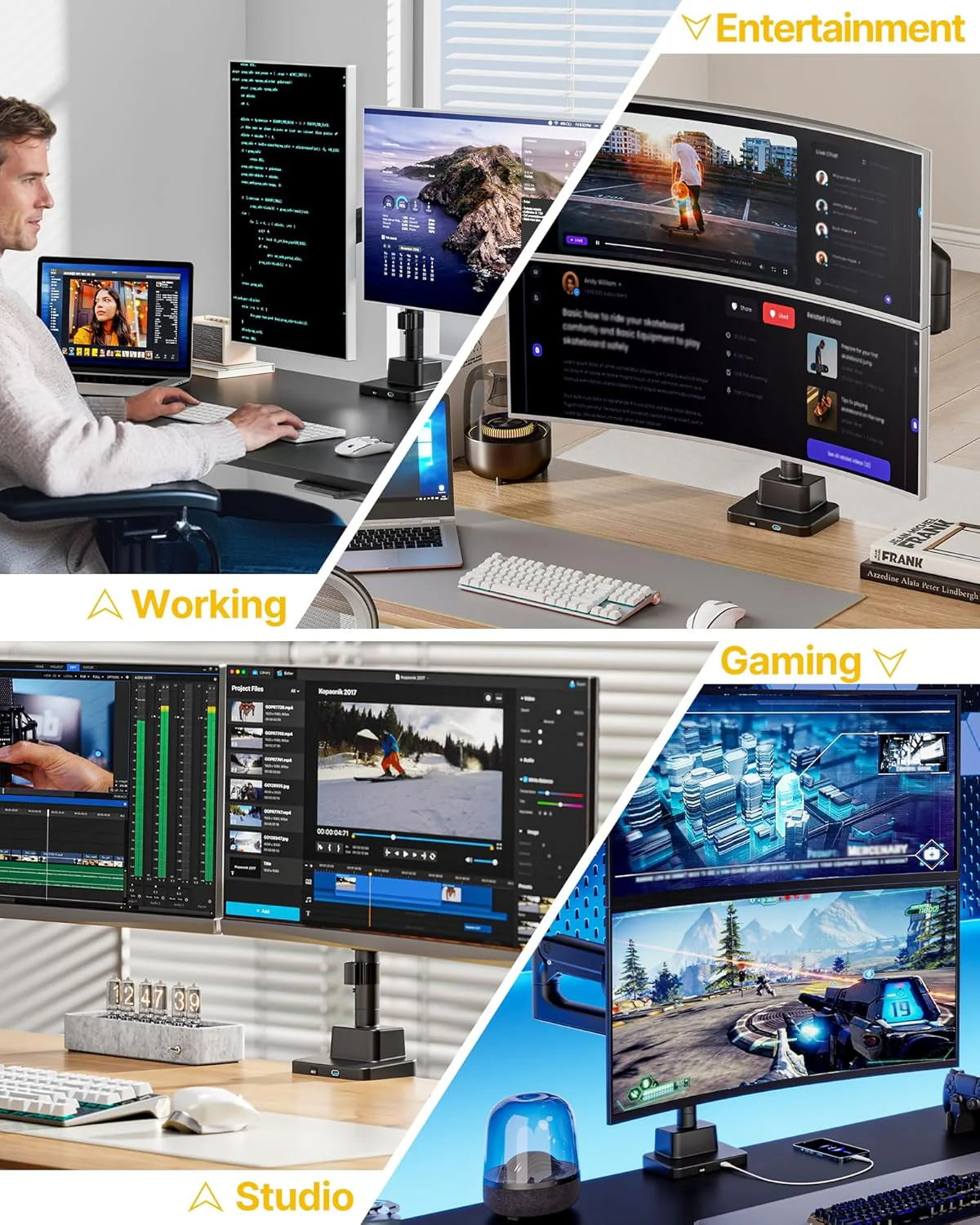 Heavy-Duty Monitor Arm for 17-57" Screens | MA1001UCPBK-D - Image 8