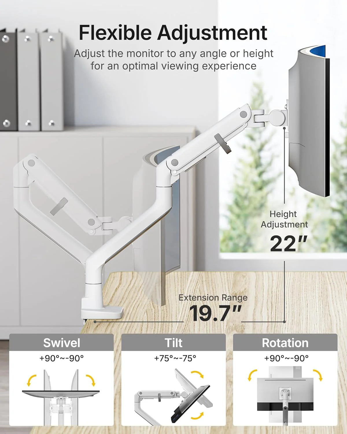 Heavy-Duty Monitor Arm for 17-57" Screens | MA1001WH - Image 4