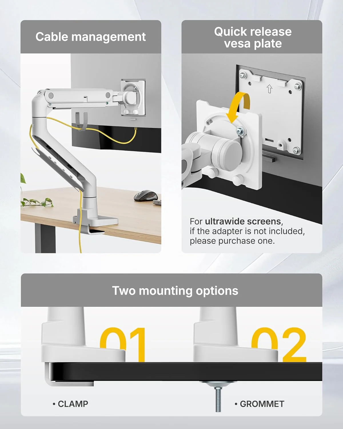 Heavy-Duty Monitor Arm for 17-57" Screens | MA1001WH - Image 6