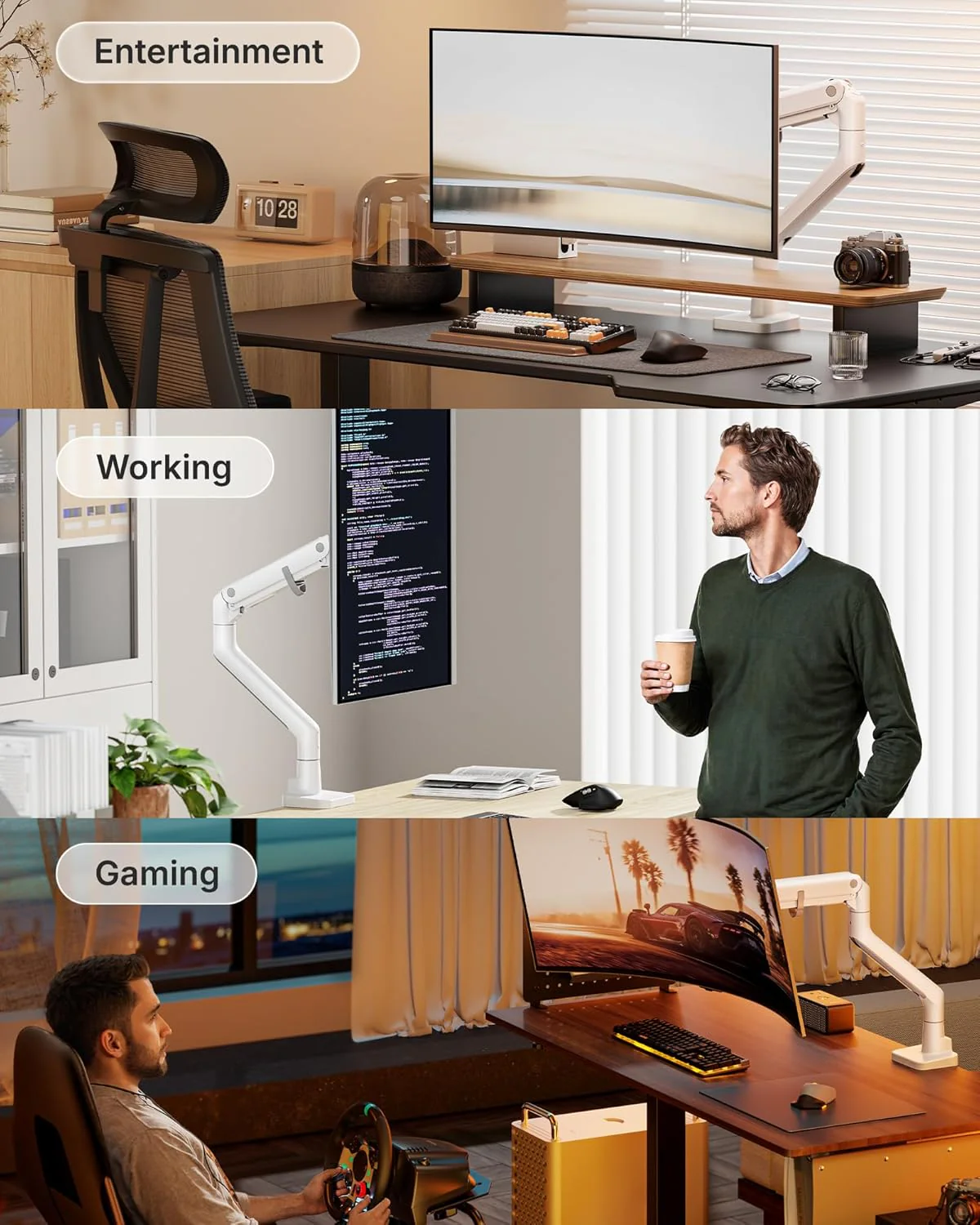 Heavy-Duty Monitor Arm for 17-57" Screens | MA1001WH - Image 7