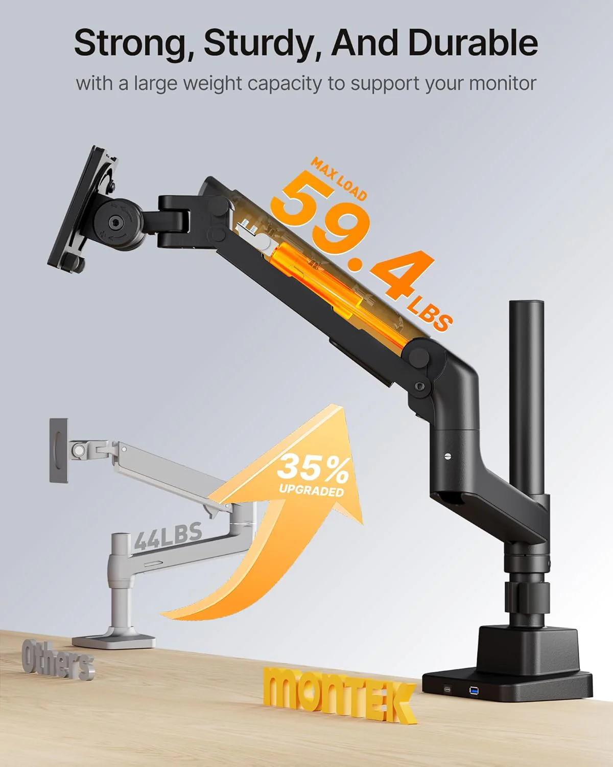 Heavy-Duty Single Monitor Arm for 17"-57" Screens | MA1001UCPBK - Image 3
