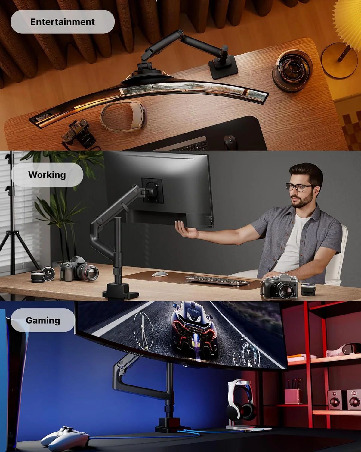 Heavy-Duty Single Monitor Arm for 17"-57" Screens | MA1001UCPBK - Image 9