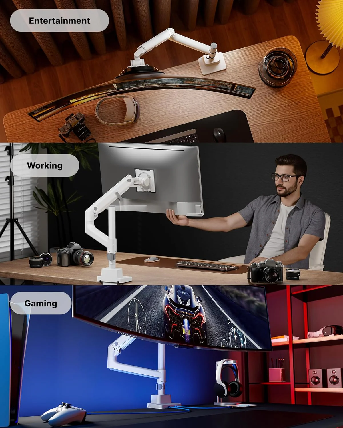 Heavy-Duty Single Monitor Arm for 17"-57" Screens | MA1001UCPWH - Image 9