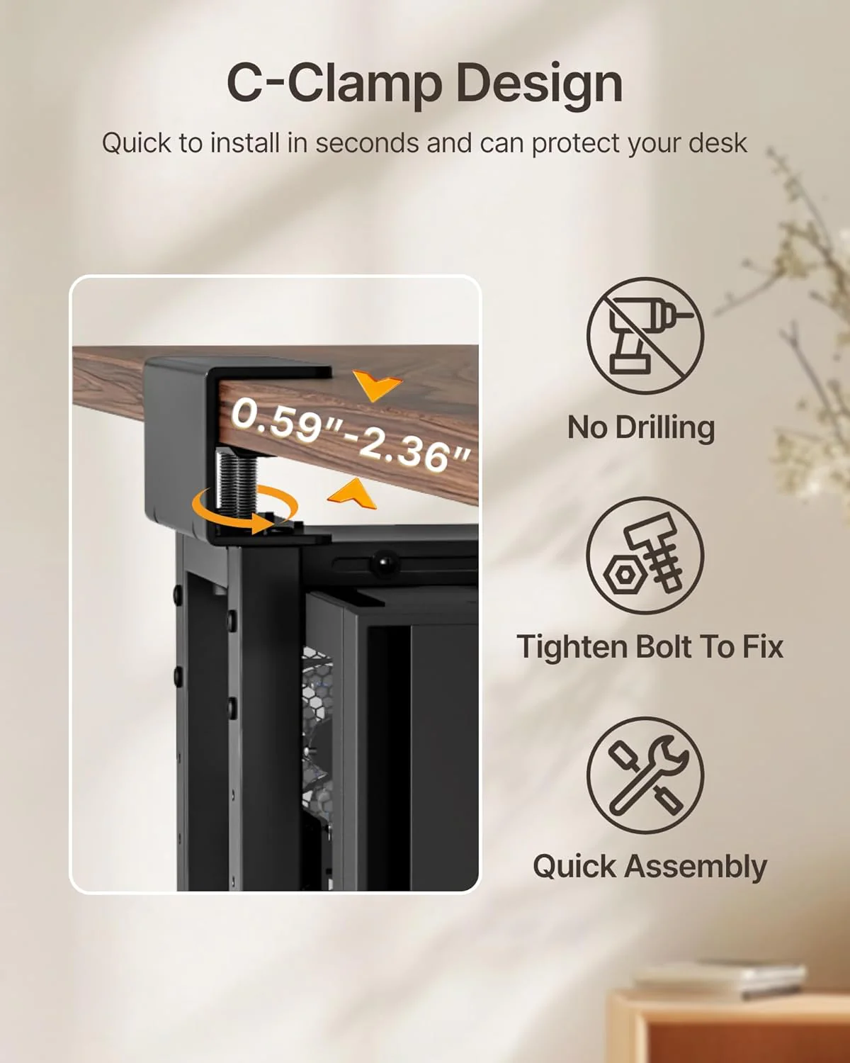 Heavy-Duty Under Desk PC Mount | HW1286BK - Image 4