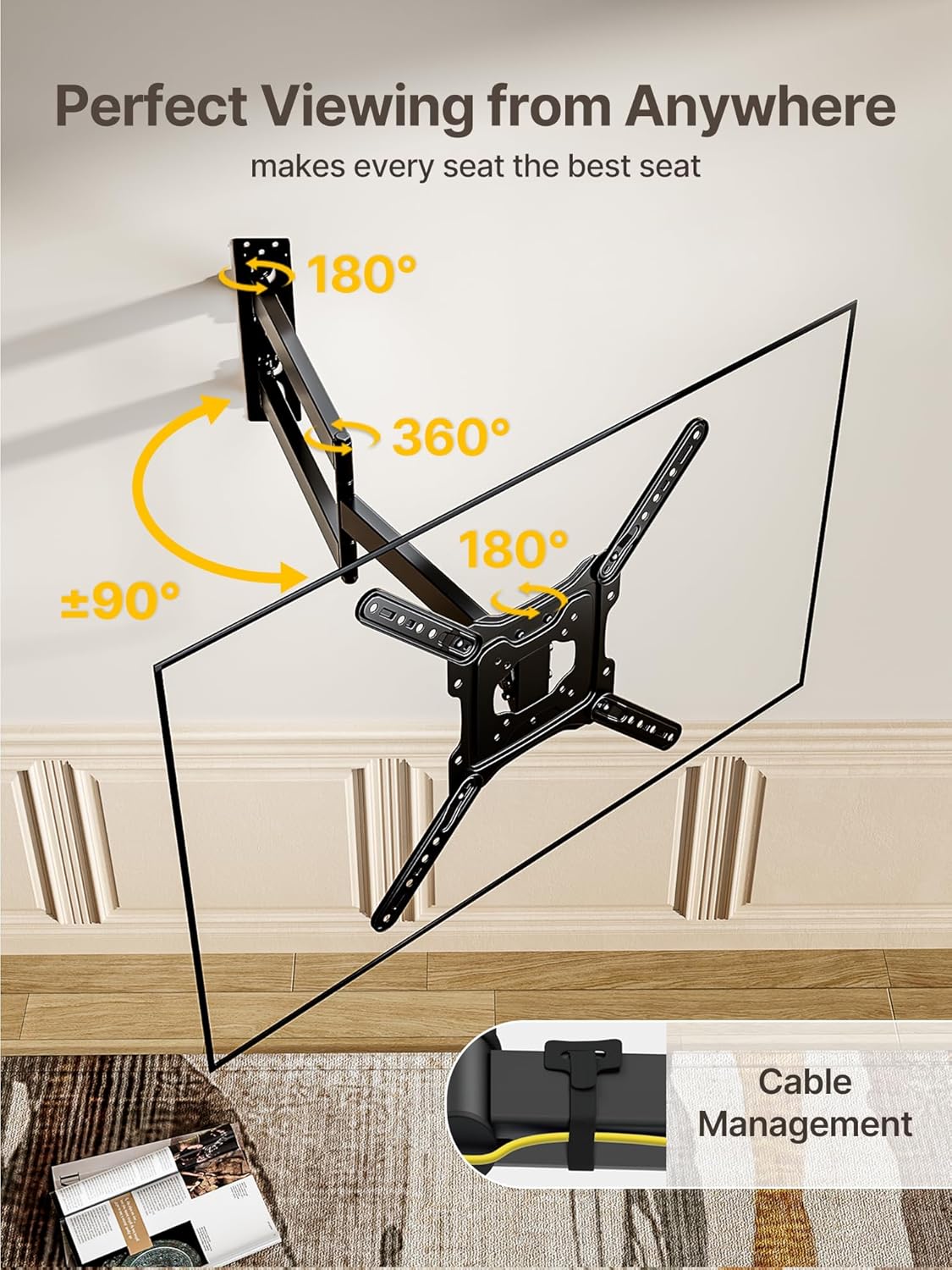 Long Arm TV Wall Mount for Most 23"-65" TVs | HW1256BK - Image 4