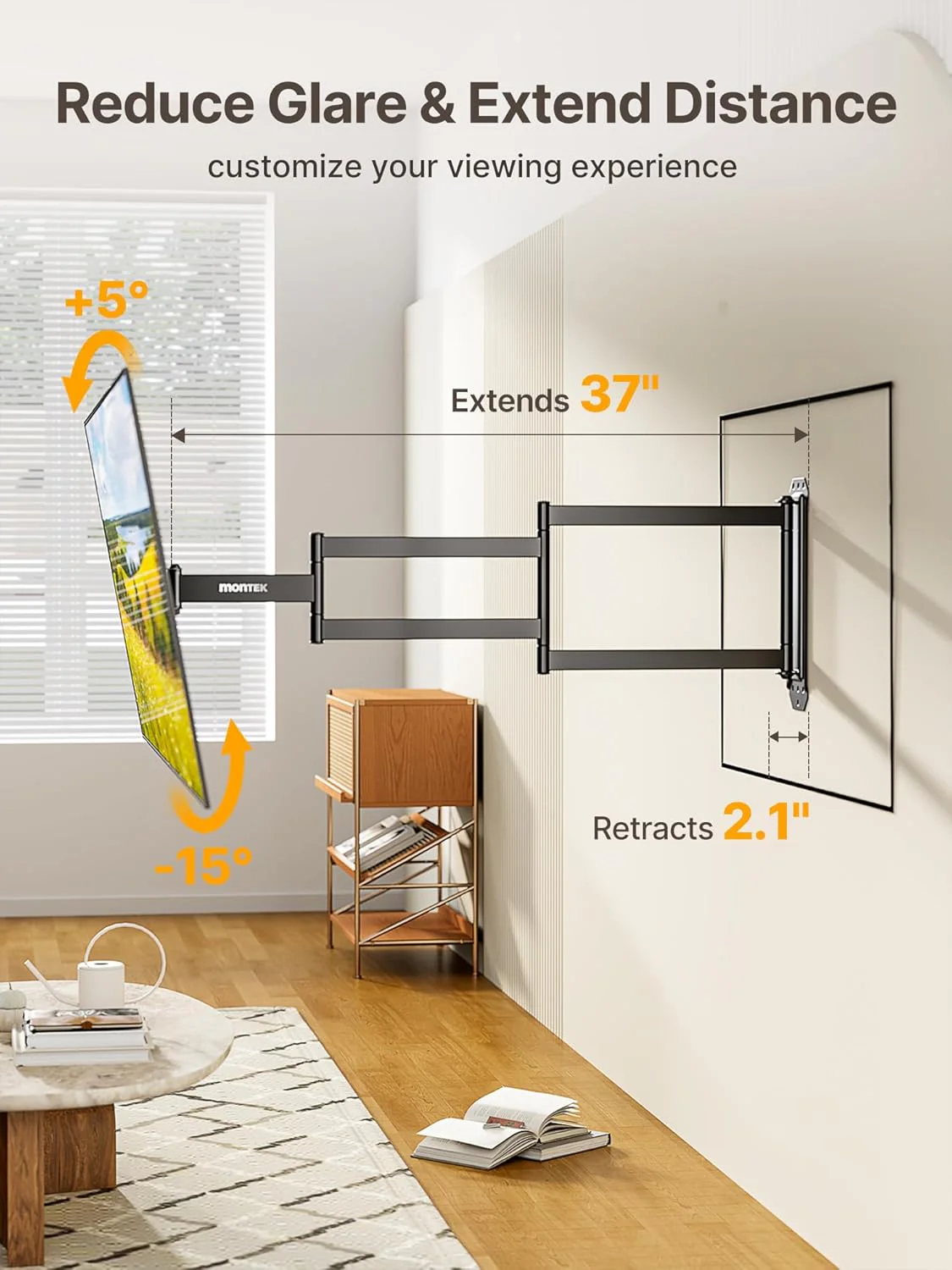 Long Arm TV Wall Mount for Most 23"-65" TVs | HW1257BK - Image 3