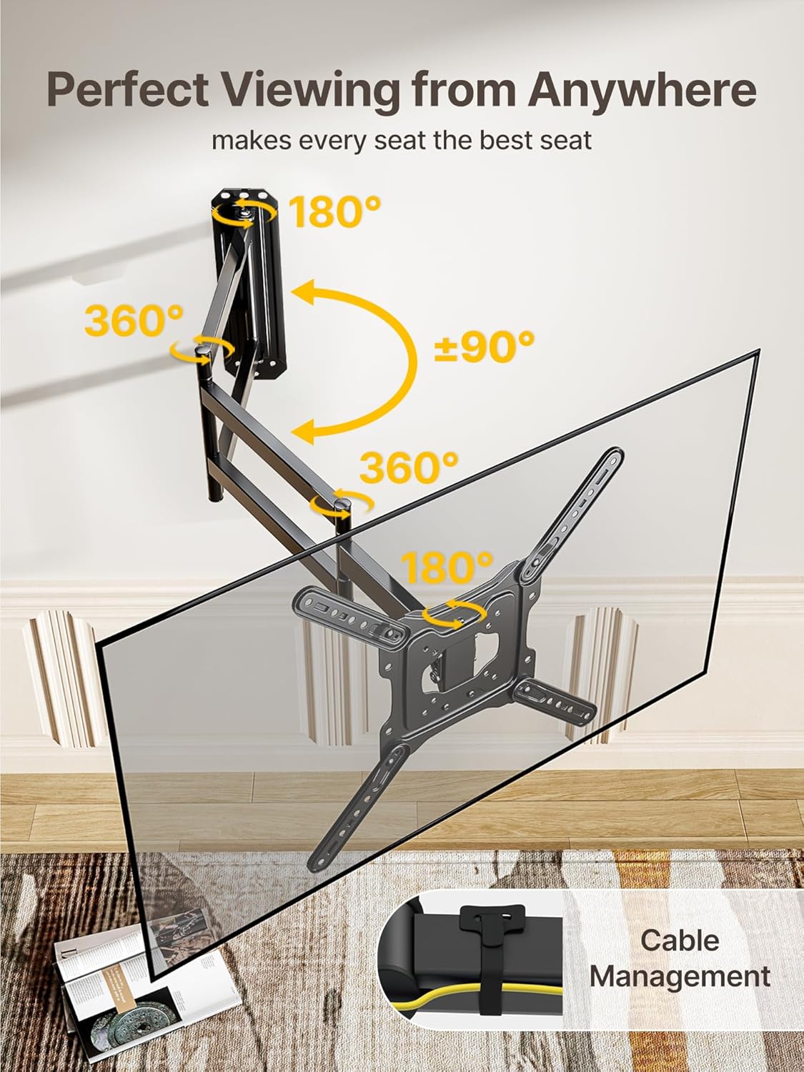 Long Arm TV Wall Mount for Most 23"-65" TVs | HW1257BK - Image 5