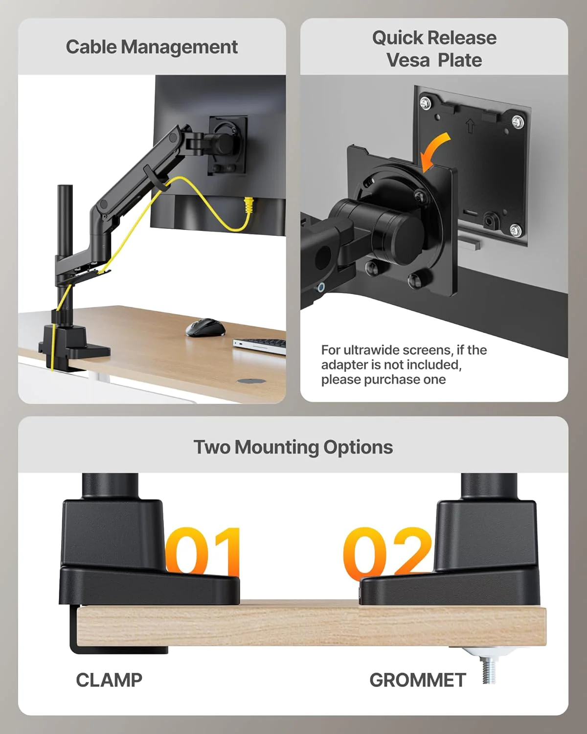 Heavy-Duty Monitor Arm for 17-57" Screens | MA1001PBK - Image 7