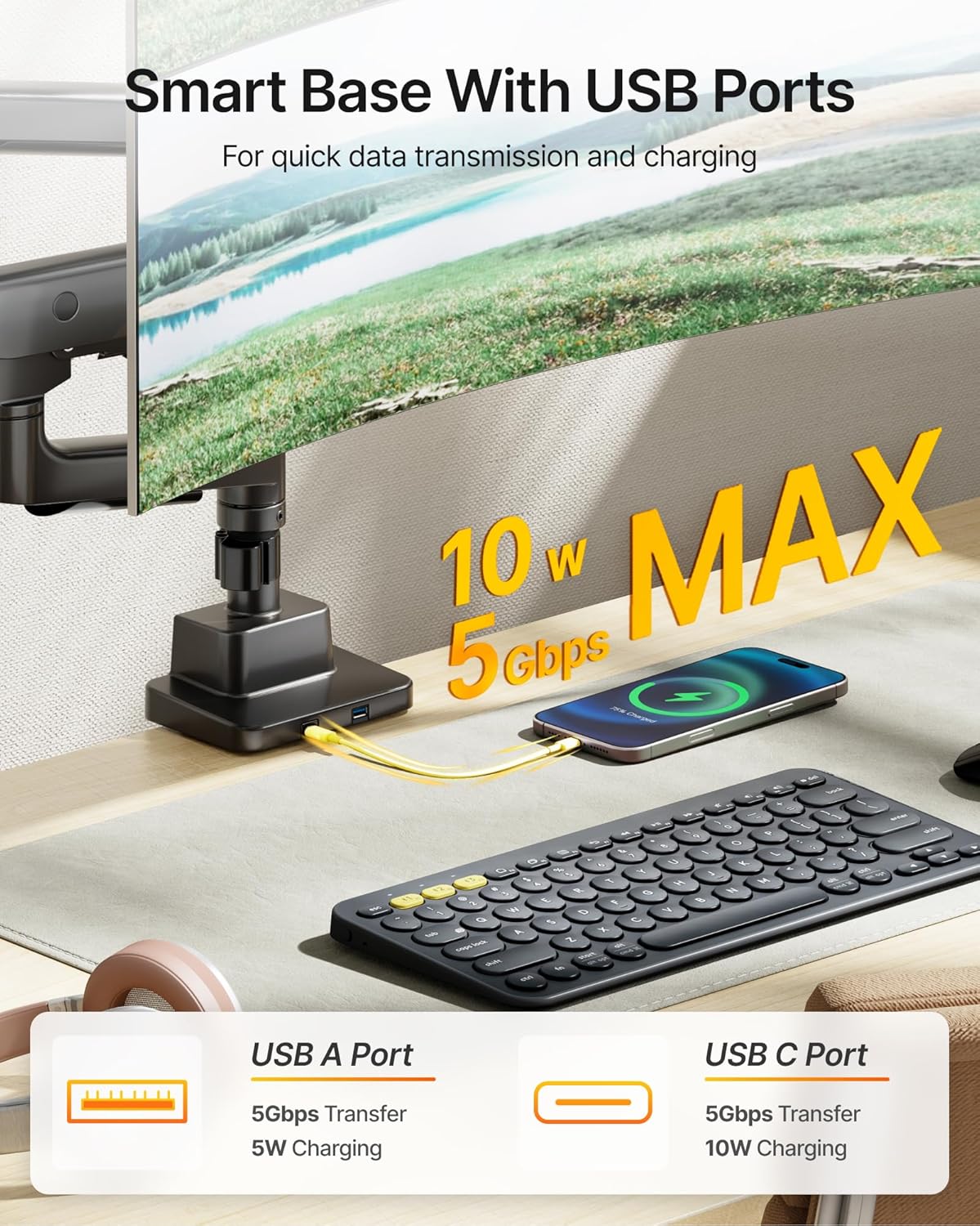 Premium Dual Monitor Arm for 17”–57” Screens | MA1003UCPBK-D - Image 7
