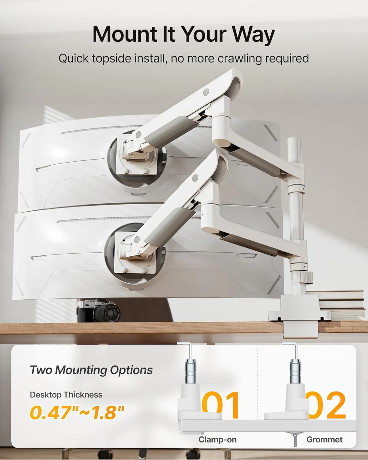 Premium Dual Monitor Arm for 17”–57” Screens | MA1003UCPWH-D - Image 6