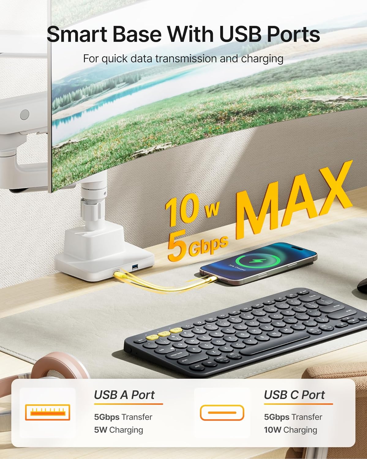 Premium Dual Monitor Arm for 17”–57” Screens | MA1003UCPWH-D - Image 7