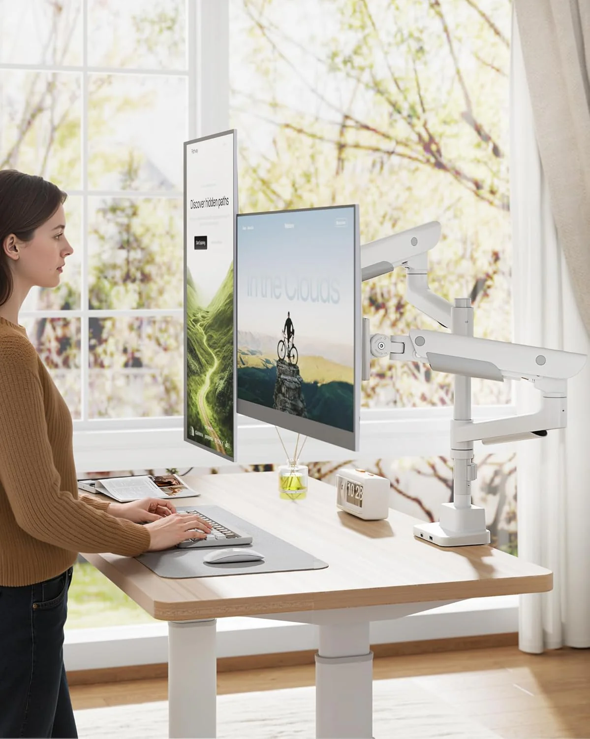 Premium Dual Monitor Arm for 17”–57” Screens | MA1003UCPWH-D - Image 9