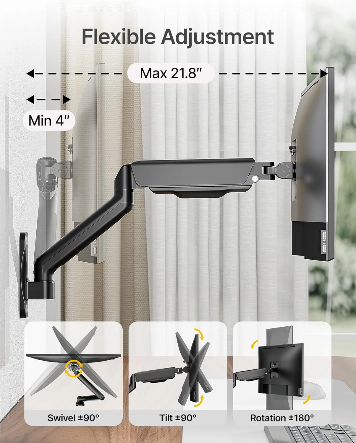 Single Monitor Wall Mount for 17"-32" Screens | MA1002WBK - Image 3