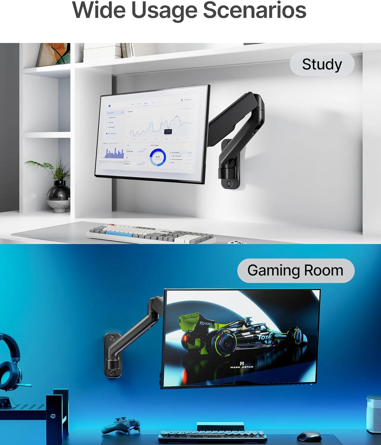 Single Monitor Wall Mount for 17"-32" Screens | MA1002WBK - Image 8