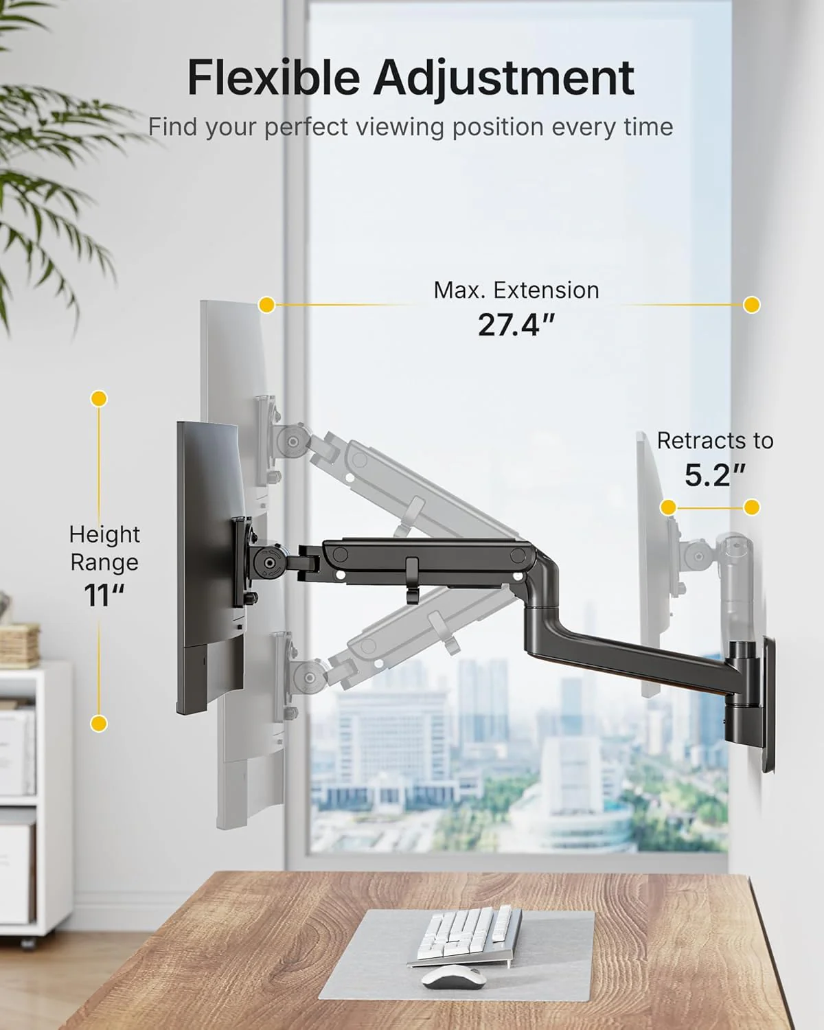 Single Monitor Wall Mount for 17"-49" Screens | MA1001WBK-S - Image 4