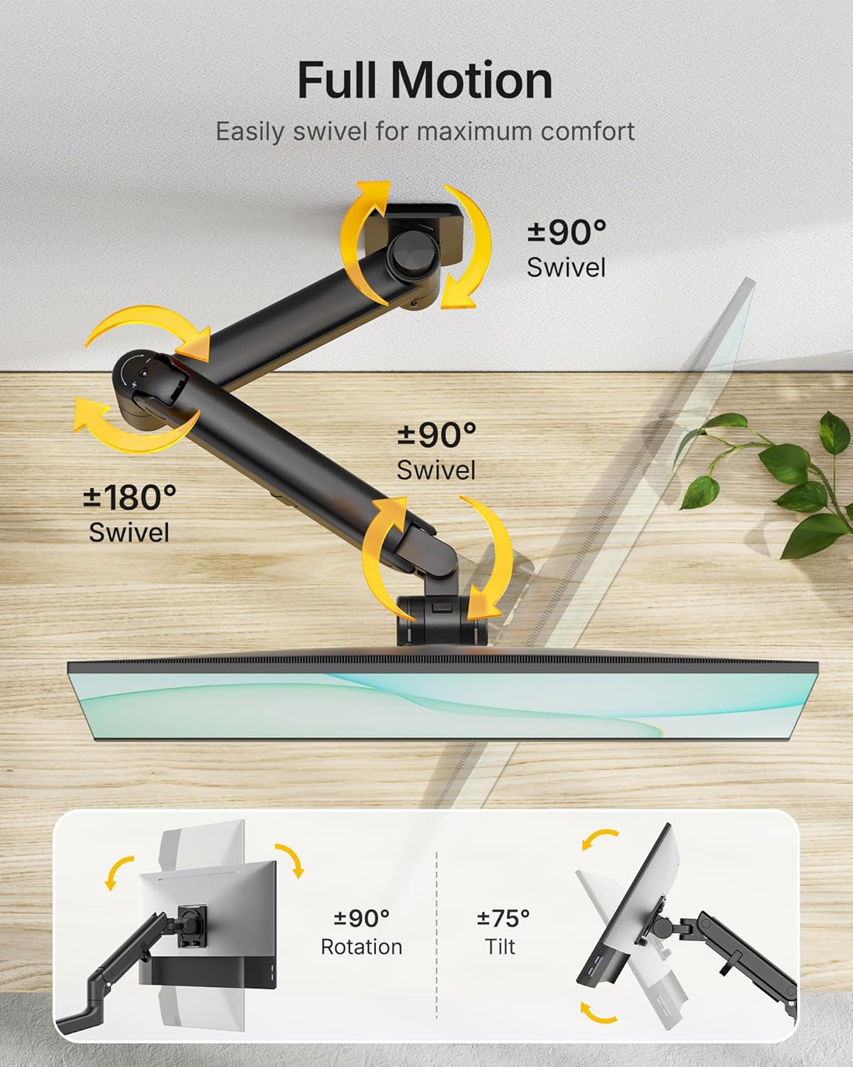 Single Monitor Wall Mount for 17"-49" Screens | MA1001WBK-S - Image 5