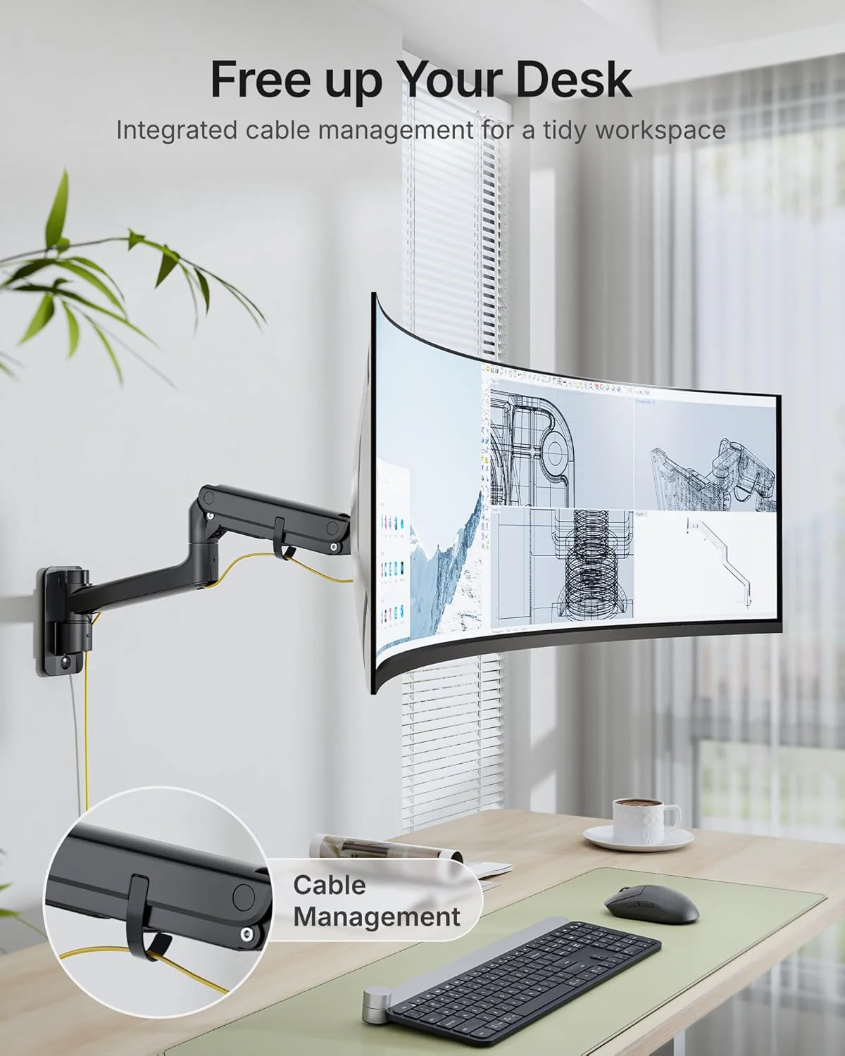 Single Monitor Wall Mount for 17"-49" Screens | MA1001WBK-S - Image 6