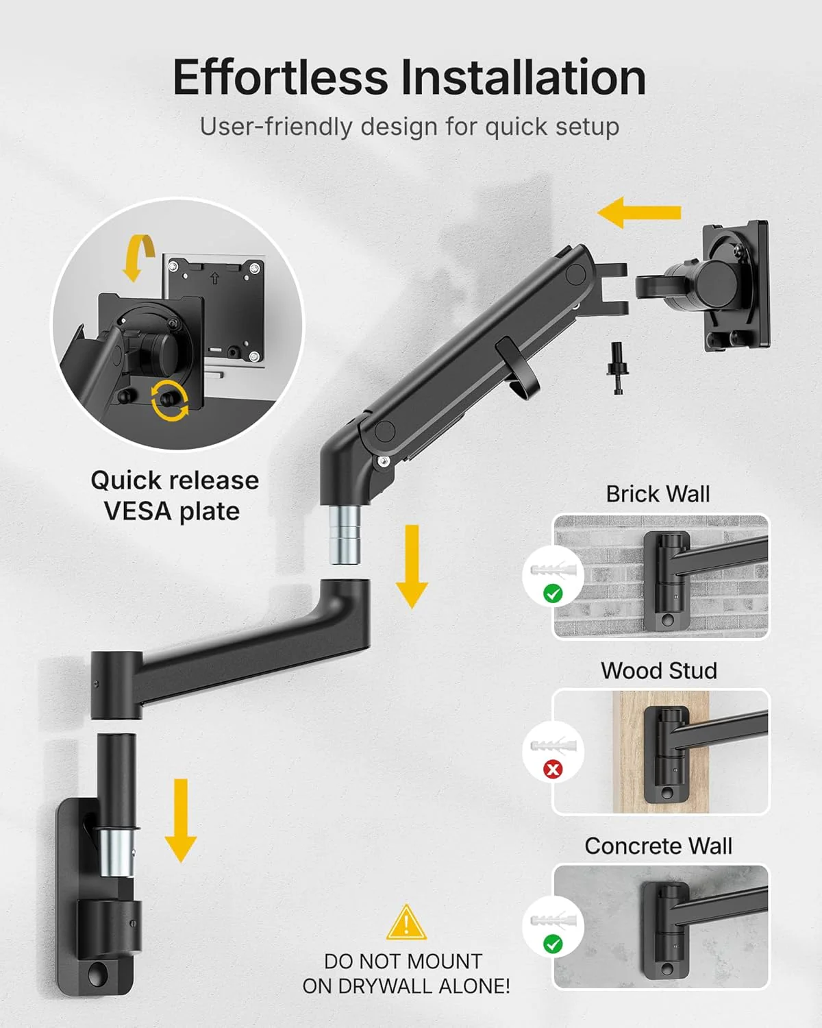 Single Monitor Wall Mount for 17"-49" Screens | MA1001WBK-S - Image 7