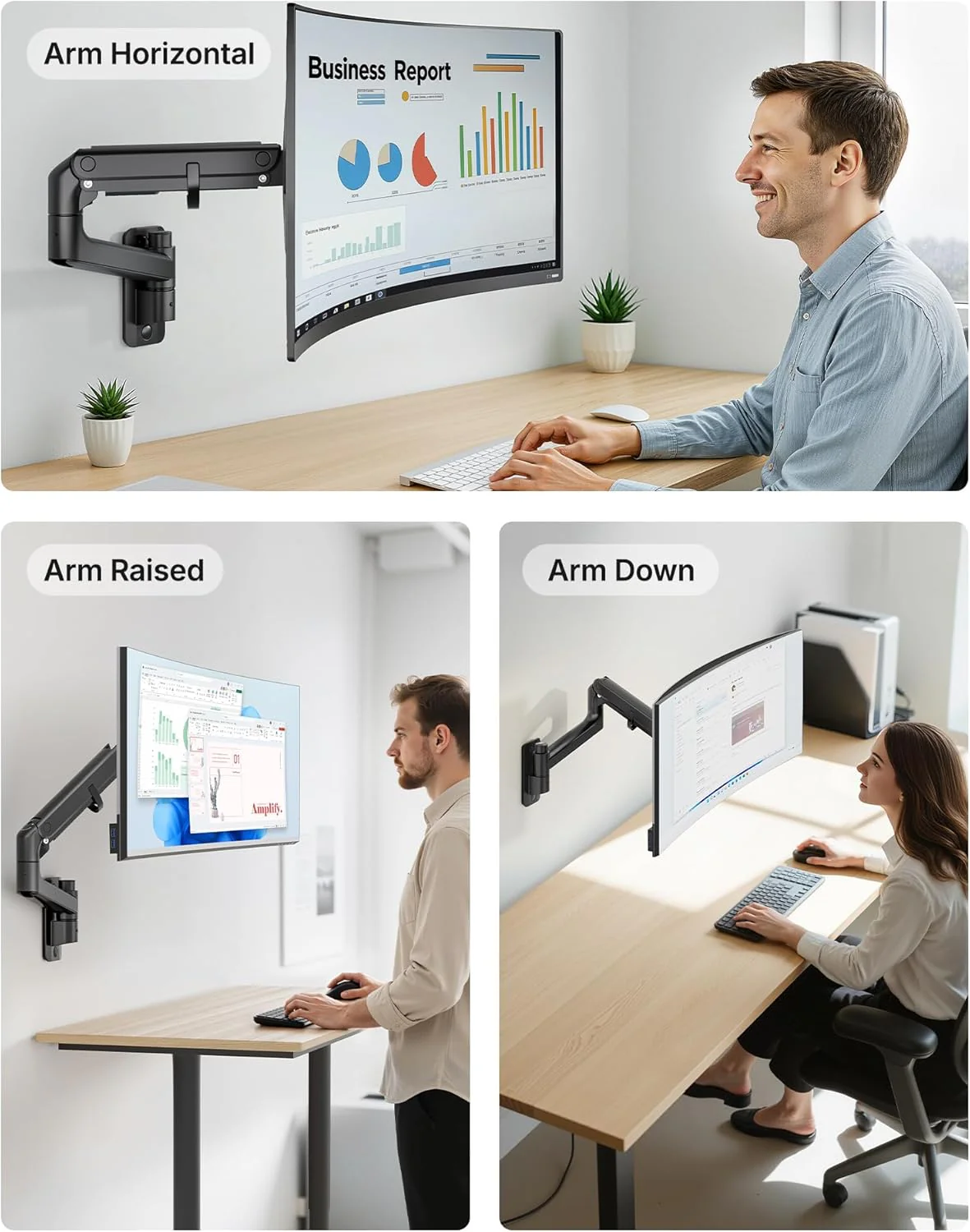 Single Monitor Wall Mount for 17"-49" Screens | MA1001WBK-S - Image 8