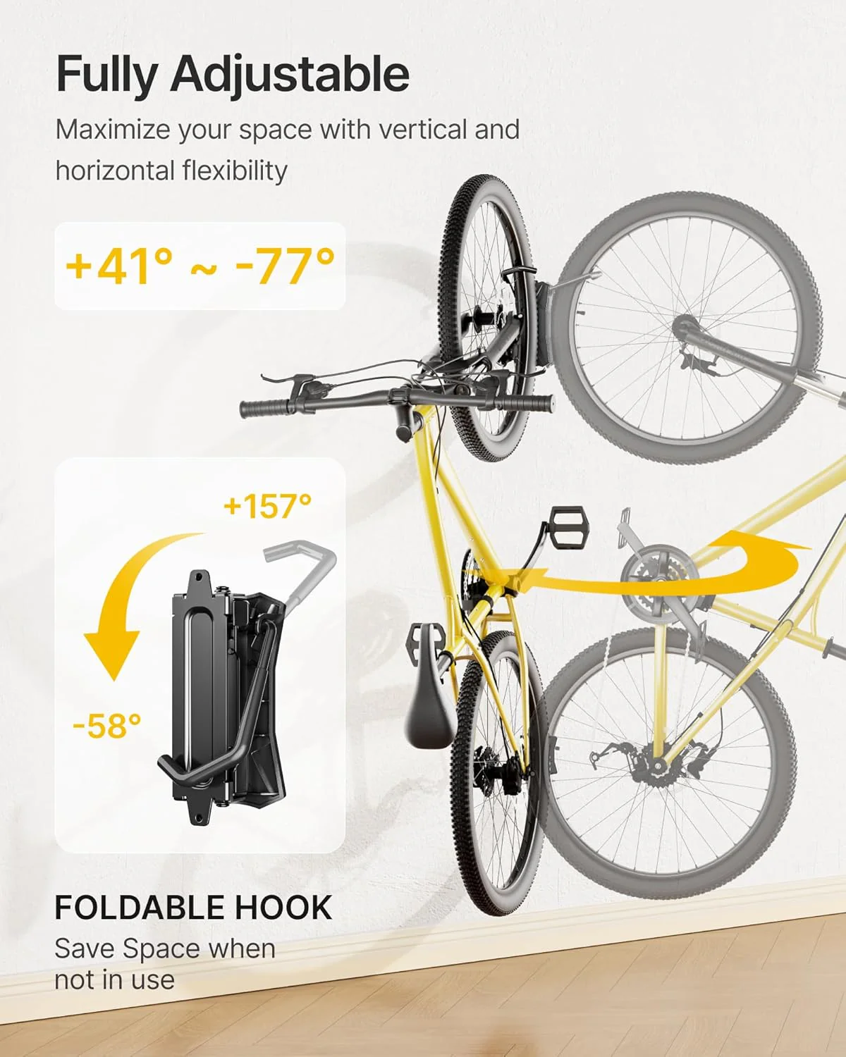 Swivel Bike Wall Mount For Max 3.5" Width Tire | VA1010BK - Image 3