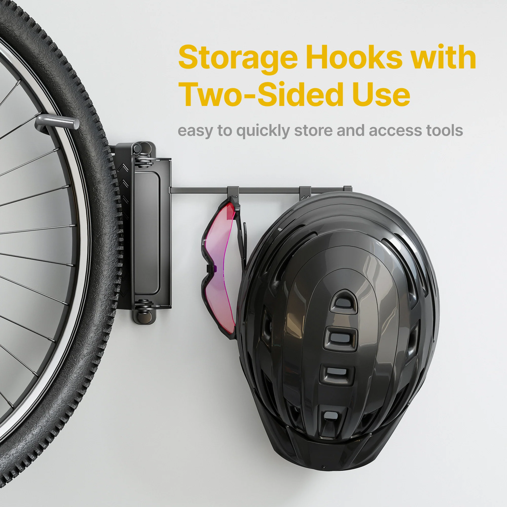 Swivel Bike Wall Mount with Storage Hooks | VA1006GR - Image 5