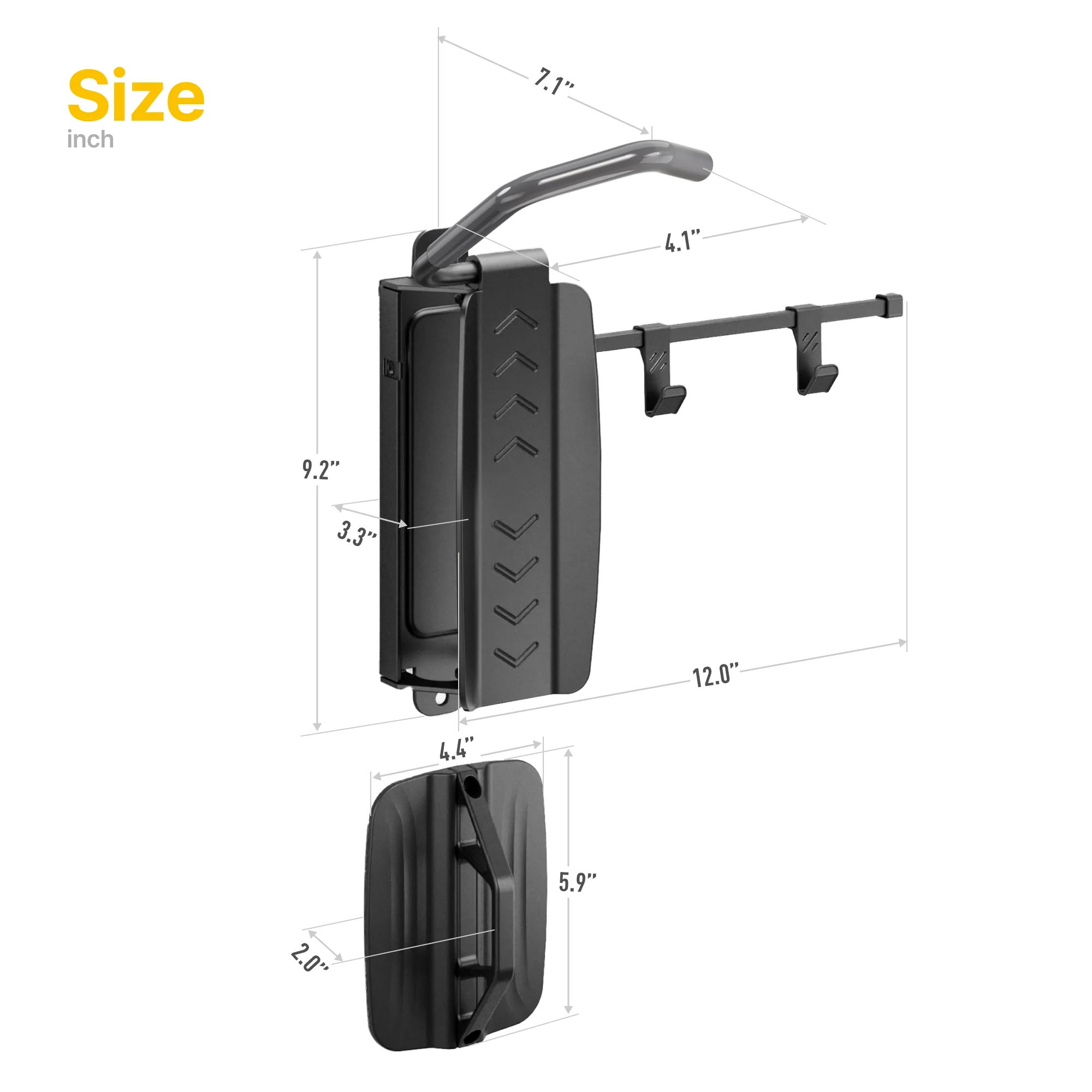 Swivel Bike Wall Mount with Storage Hooks | VA1006GR - Image 9